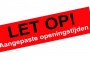 Aangepaste openingstijden