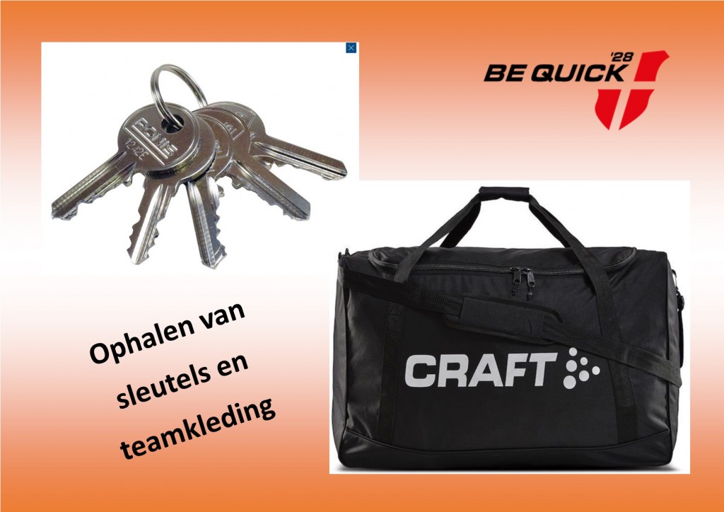 Sleutels / teamkleding ophalen