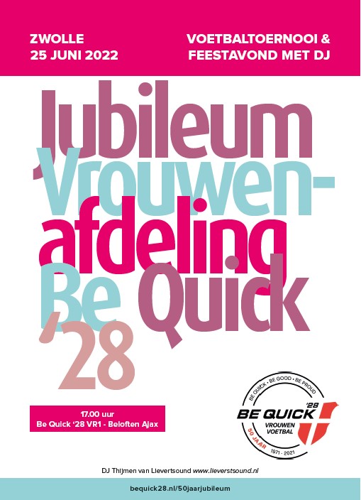 25 juni, 50 jaar vrouwenvoetbal, toernooi, Ajax en feestavond