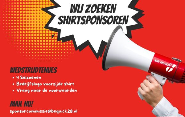 Wij zoeken nog een aantal shirtsponsoren