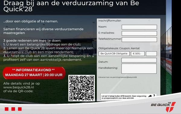 Informatiepagina obligatieplan Be Quick '28