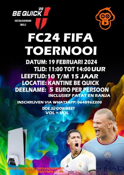 Fifa toernooi bij Be Quick '28