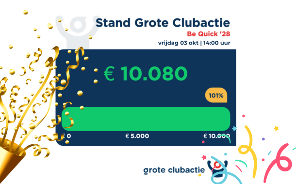 De €10.000 grens van de Grote Clubactie is doorbroken 🎉
